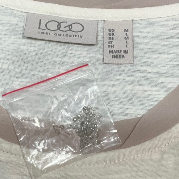 LOGO Embellished Slub Knit Tank with Chiffon NWOT - Picture 6 of 10